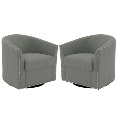 Nailhead Trim Upholstered Swivel Accent Chairs Set of 2