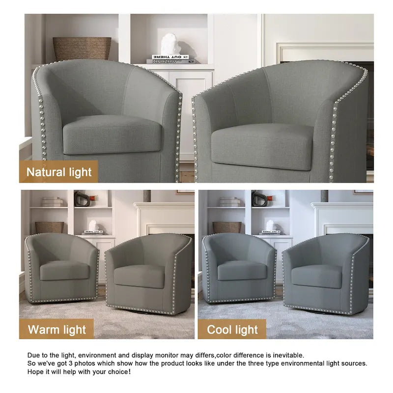 Nailhead Trim Upholstered Swivel Accent Chairs Set of 2