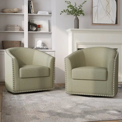 Nailhead Trim Upholstered Swivel Accent Chairs Set of 2