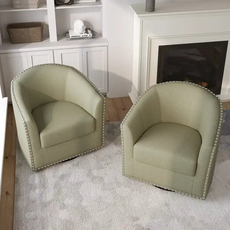 Nailhead Trim Upholstered Swivel Accent Chairs Set of 2