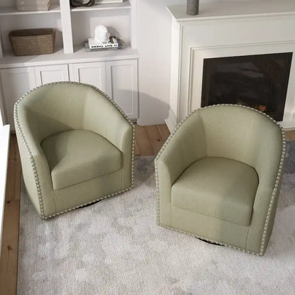 Nailhead Trim Upholstered Swivel Accent Chairs Set of 2