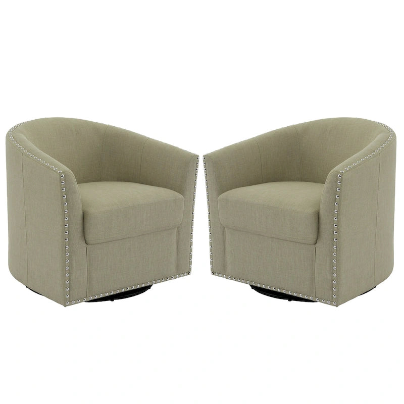 Nailhead Trim Upholstered Swivel Accent Chairs Set of 2
