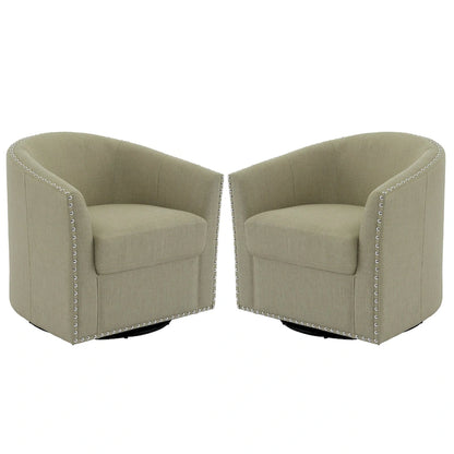 Nailhead Trim Upholstered Swivel Accent Chairs Set of 2